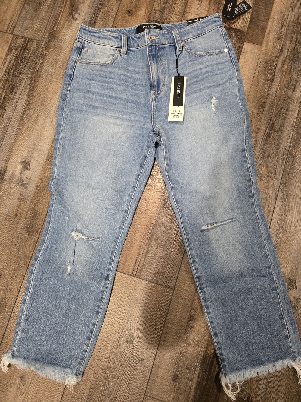 Liverpool Light Blue Distressed crop Jeans